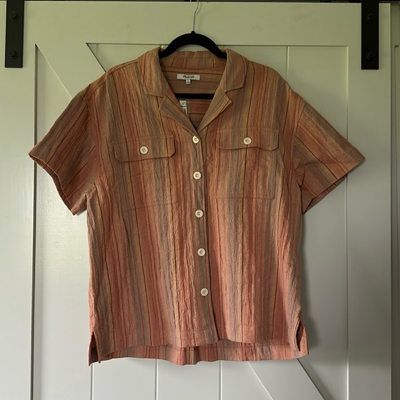 Madewell Stripe stretch cotton and linen button up - Picture 4 of 9